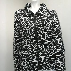 Zoe D Women's Black White Zip Up Jacket Size S